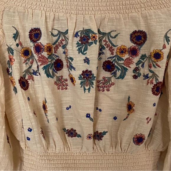 Free People Saachi Floral Embroidered Off Shoulder Blouse - Picture 4 of 6